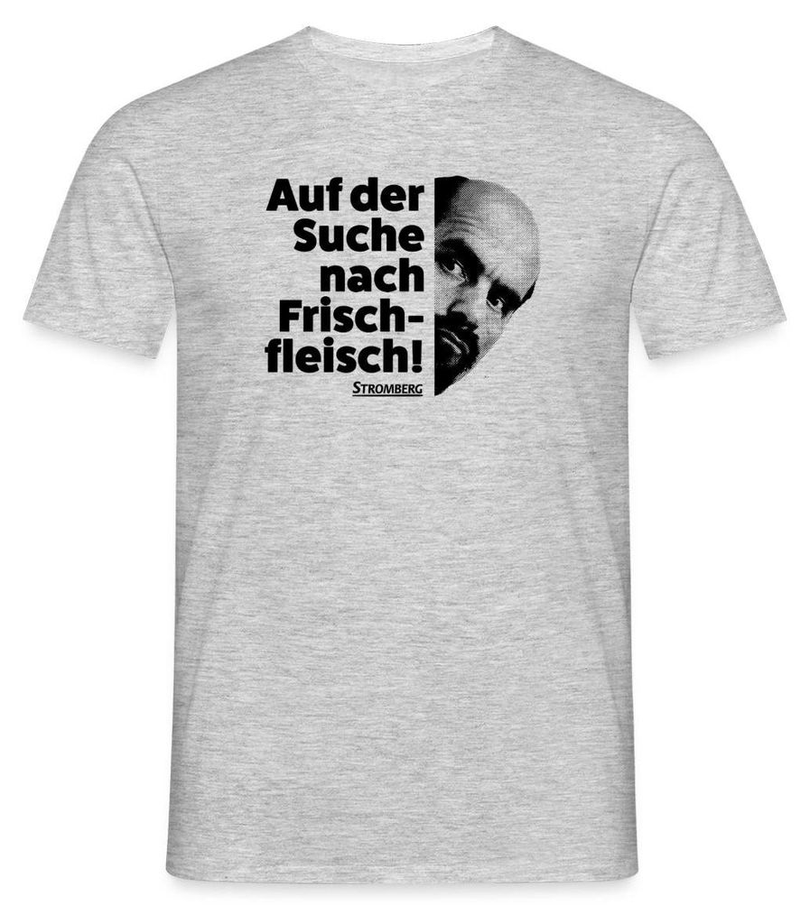 Spreadshirt Stromberg Spruch Auf Der Suche Nach Frischfleisch Männer T-Shirt, M, Grau meliert
