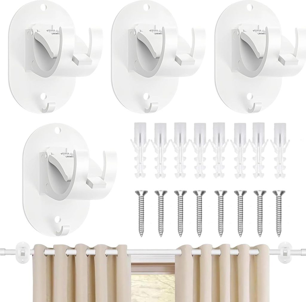 Gardinenstange Ohne Bohren 4 Stücke Gardinenstangenhalter Ohne Bohren Weiß Gardinenstange Kleben Curtain Rod Klebehaken Verstellbare Gardinenstan...