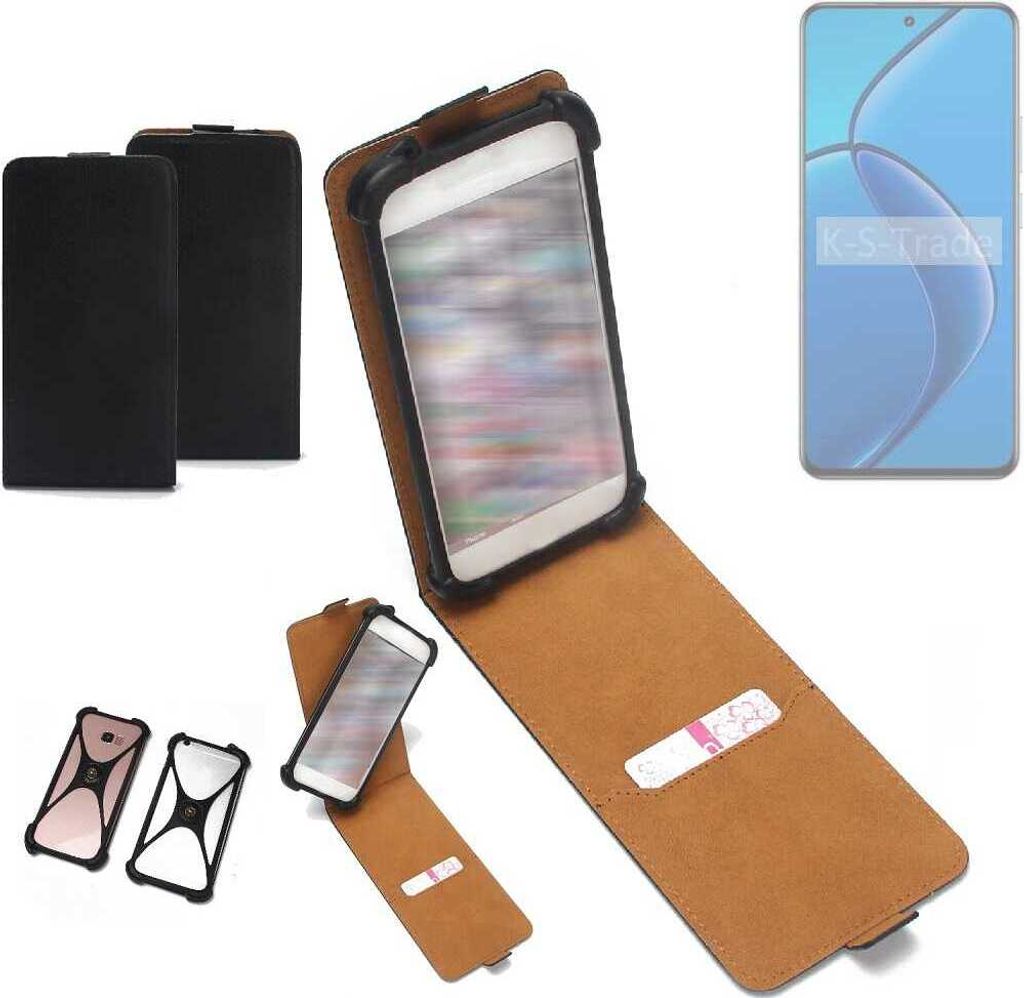 K-S-Trade Handyhülle Schutzhülle kompatibel mit Realme 12 4G Hülle Case Cover Flip Style Bumper schwarz 1x