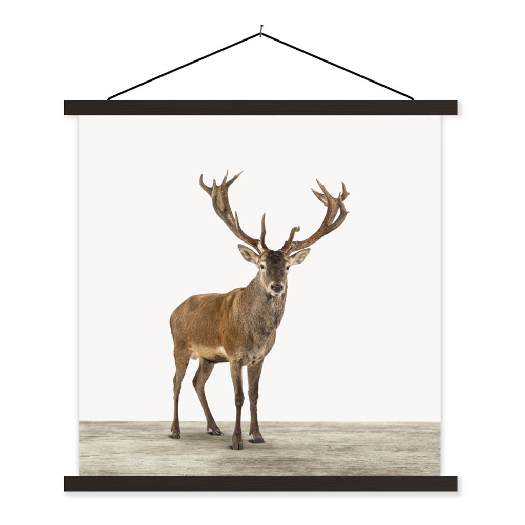 MuchoWow Textilposter Hirsche - Tiere - Geweih - Kinder - Mädchen - Jungen 90x90 cm mit schwarzem Rahmen - Magnetisches