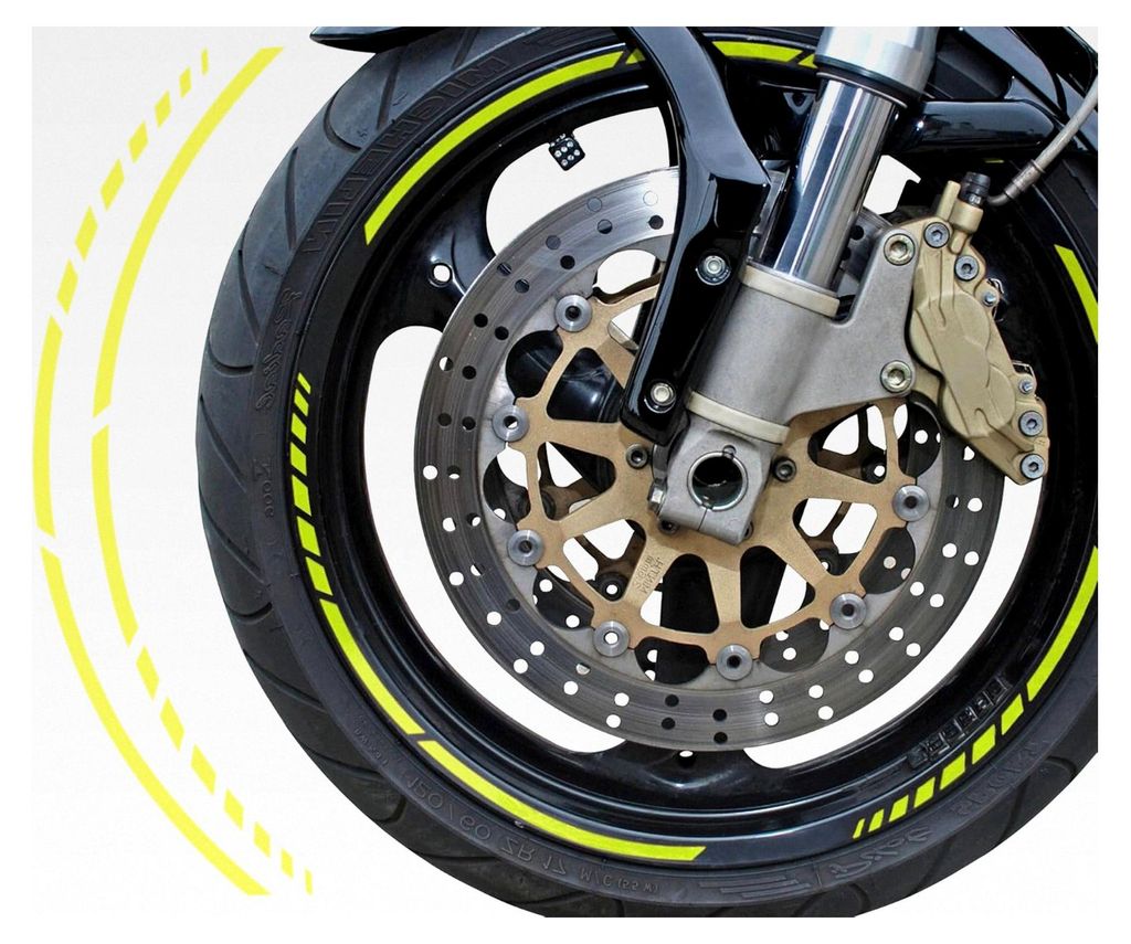 Felgenrandaufkleber für Motorräder, neon gelb