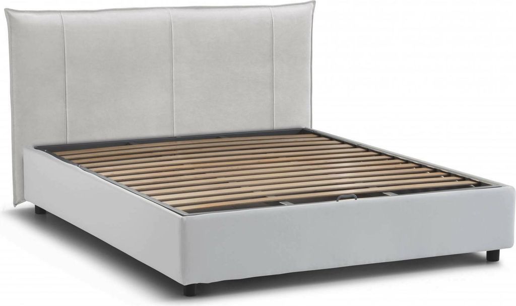 Doppelbett Dfecci, Containerbett mit Stoffbespannung, 100% Italy, Frontöffnung, inklusive Matratze 160 x 200 cm, Weiß