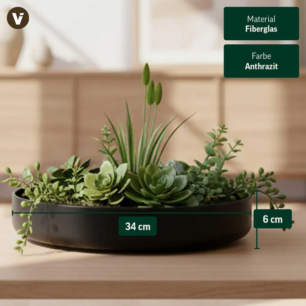 Jardinière Anthracite Mat ORYVEN en Fibre de Verre Résistante 34 cm - 3