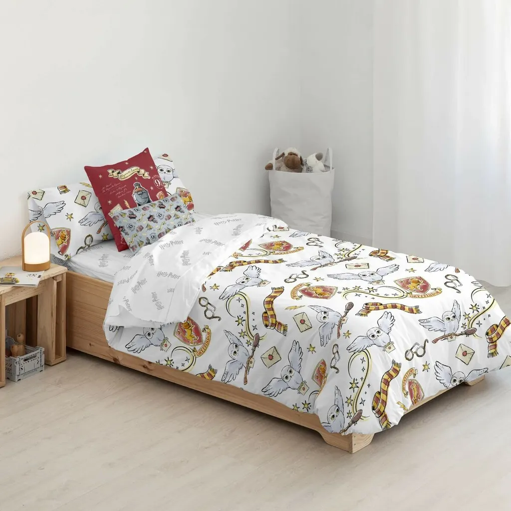 Housse de couette Harry Potter Hedwig en coton doux de taille 155 x 220 cm