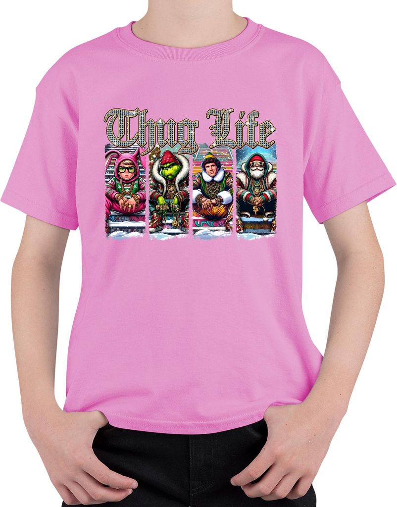 Thug Life Buddy der Elf Grinch - Weihnachten Christmas Xmas Uni Kinder T-Shirt, Pink, 116