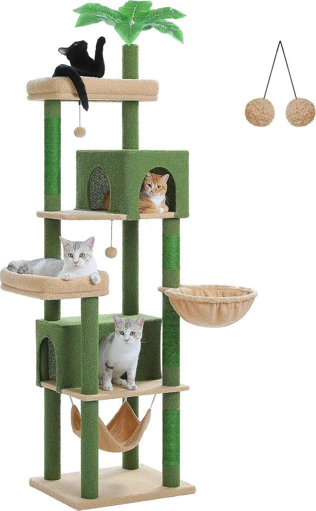 Arbre à chat design à six niveaux AMT0303GN taille XL avec griffoir naturel