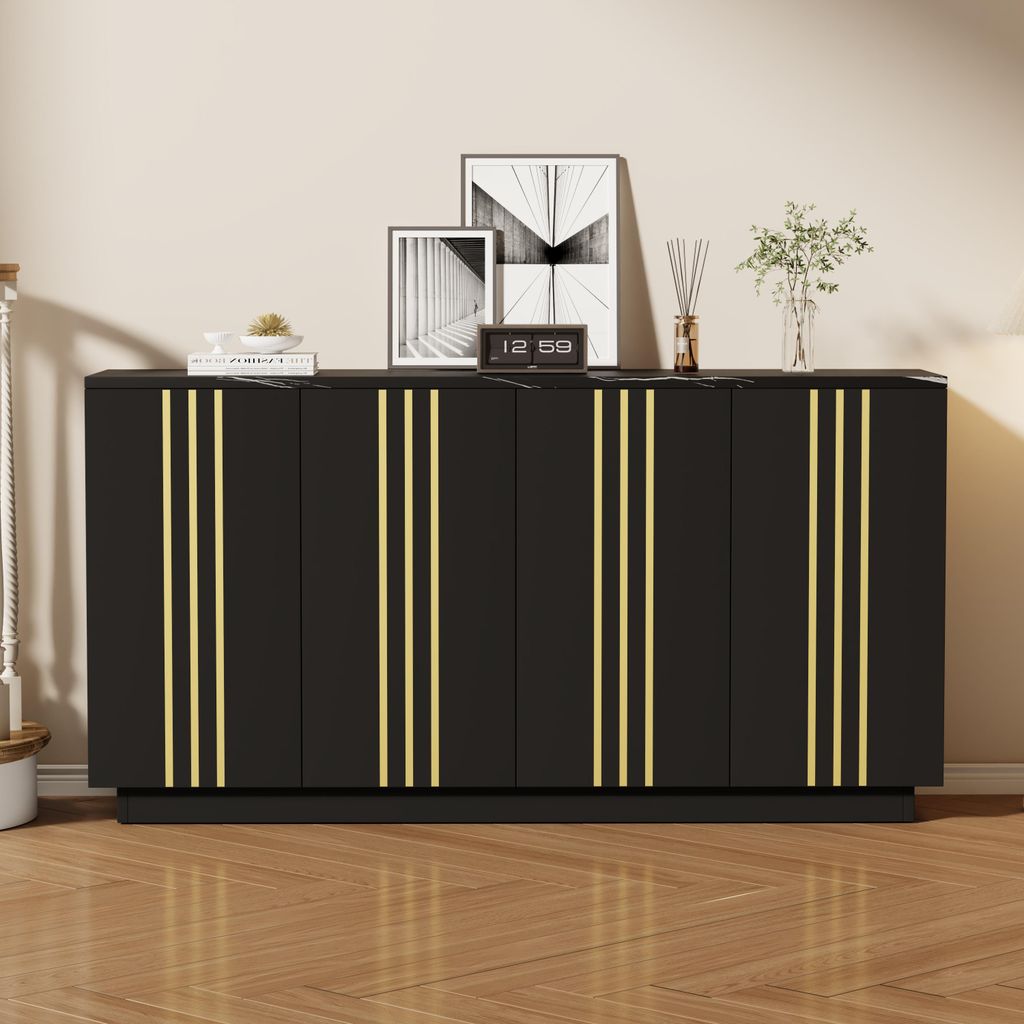 Merax dressoir met 4 deuren en verstelbare compartimenten, Productafbeelding 