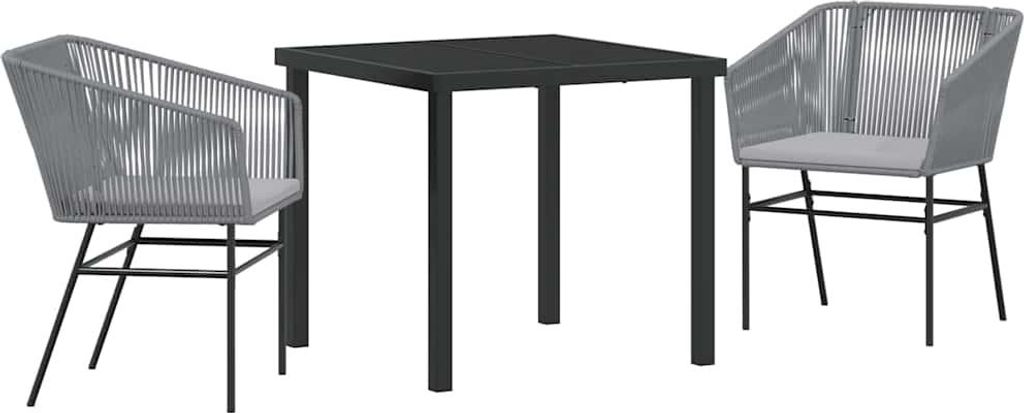 vidaXL Garten Essgruppe 3 pcs Grau Pulverbeschichteter Stahl