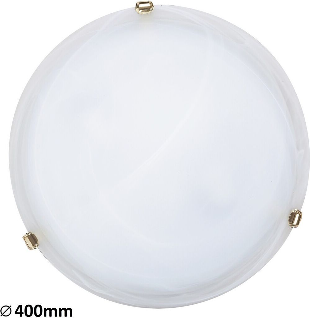 Plafond verre 40 cm E27 2x60W verre blanc albâtre rond Image du produit 
