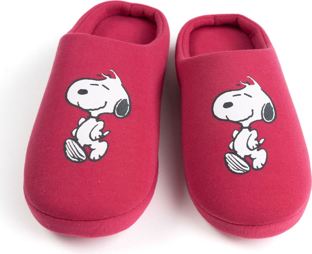 The Peanuts Snoopy Hausschuhe für Damen - Puschen Slipper Pantoffeln Schlappen Bordeaux Rot 37-38