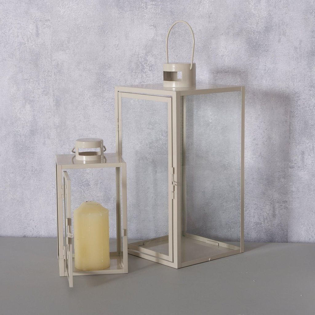 Laterne aus Metall ARANIA, beige, 2er-Set Laternen