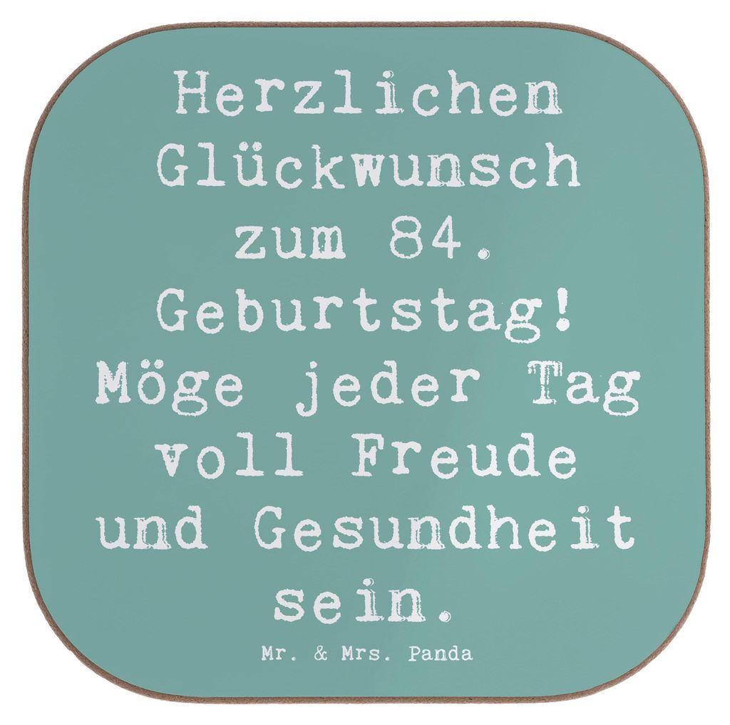Mr. & Mrs. Panda Untersetzer Glas Spruch 84. Geburtstag - Meeresbrise - Geschenk, Glückwunsch, Gesundheit, Design, Überraschung, Happy Birthday, ...