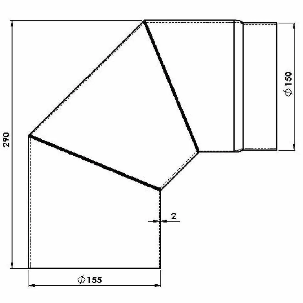 Raccord coudé 90° Ø150mm pour installation poêle à bois noir fixe