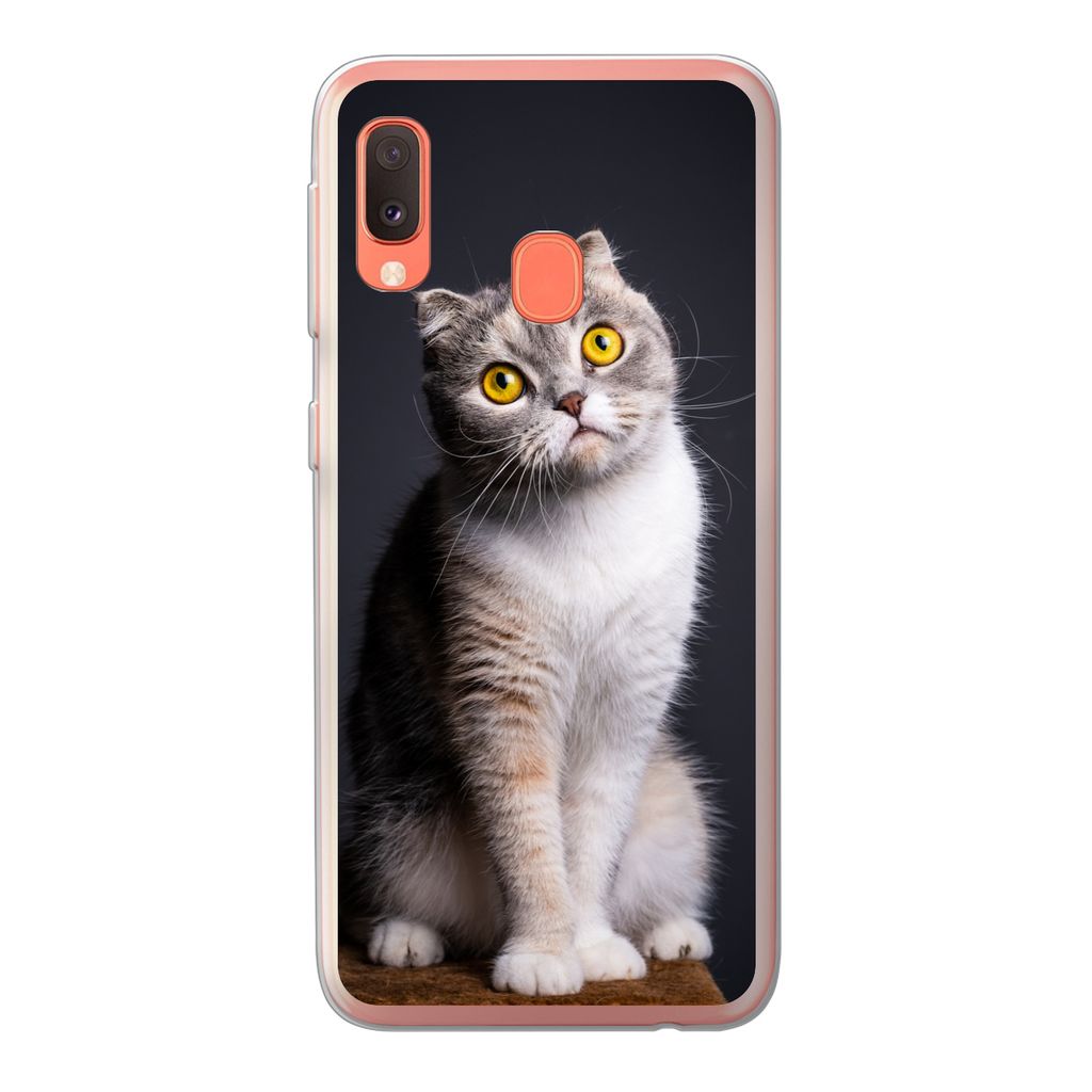 MuchoWow Handyhülle Schutzhülle Hülle für Samsung Galaxy A20e Katze - Augen - Licht Silikon Softcase Handy Hülle