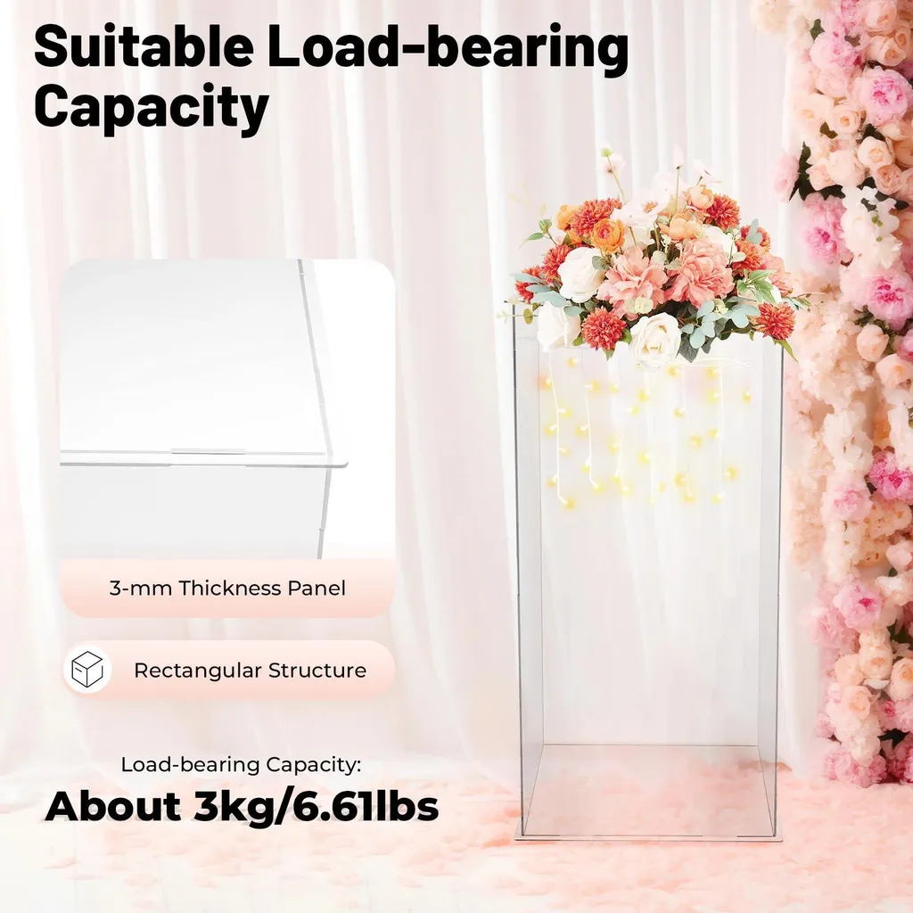 Support à fleurs acrylique stable 60 cm - Solution déco transparente