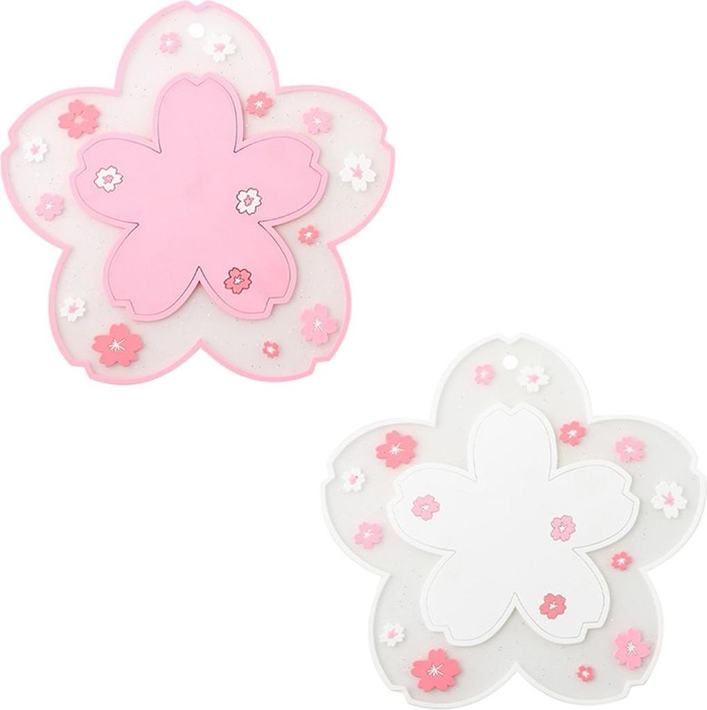 Kaffeetassen-Untersetzer Kawaii 2er-Set Niedliche Kirschblüten-Teetasse Rosa