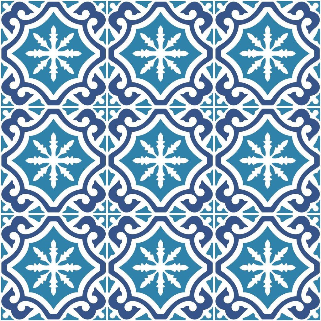 Selbstklebende Fliesenaufkleber für Küche und Bad – 9 Zementfliesenaufkleber im Azulejos-Stil, Kathinas – 9 Aufkleber, 10 x 10 cm