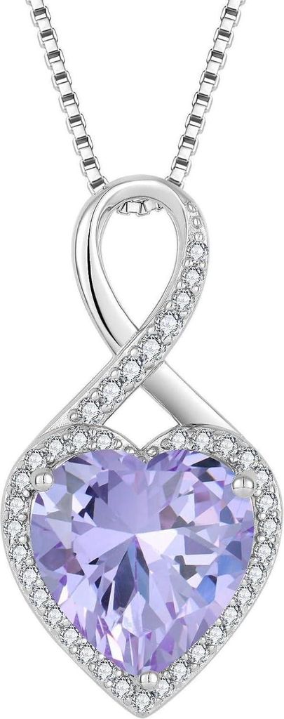 FJ Unendlichkeit Kette Damen 925 Silber Herz Geburtsstein Produktbild 