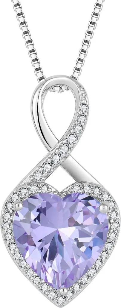 Pendentif Cœur Infini Alexandrite et Collier en Argent Sterling 925