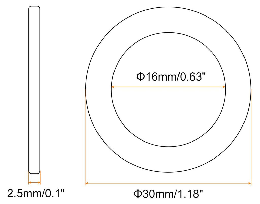 M16 Unterlegscheibe, 10 Stš¹ck Messing Ring Unterlegscheiben 30mm OD 2,5mm dick Metall Dichtungsring fš¹r Schrauben Bolzen Muttern