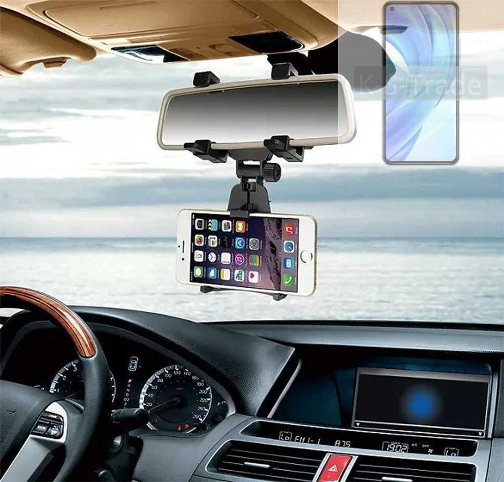 K-S-Trade Smartphone Halterung kompatibel mit Xiaomi Mi 11 Lite IN Rückspiegel Halterung schwarz Auto Halterung KFZ Halter