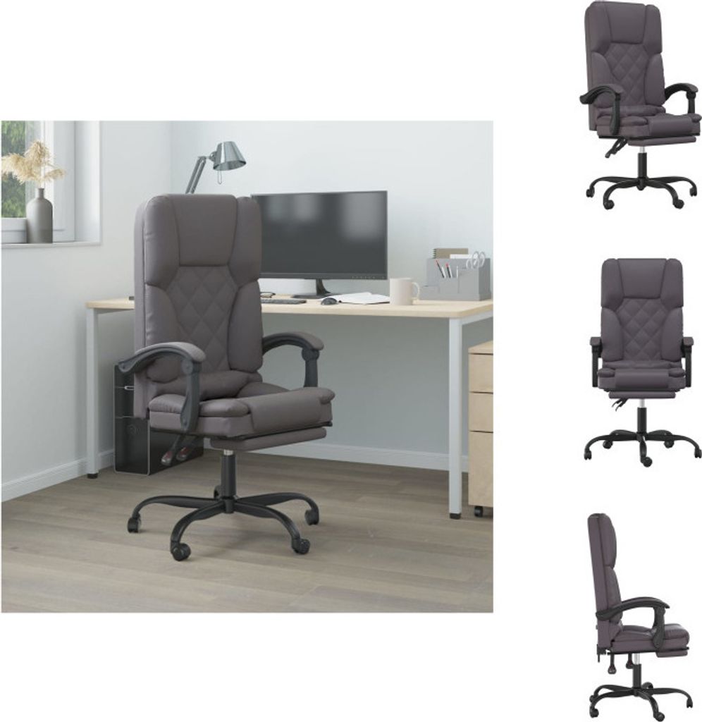 vidaXL Bürostuhl mit Massagefunktion Grau Kunstleder - Bürostühle
