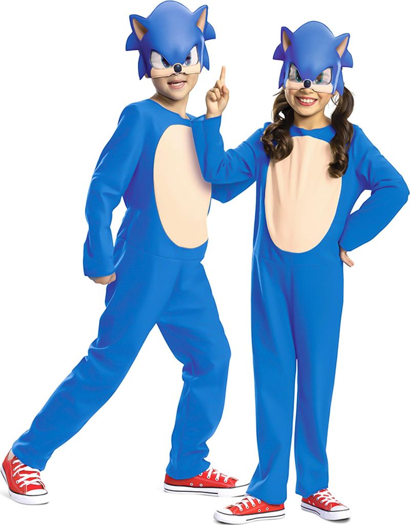 Two children wearing Sonic the Hedgehog costumes.