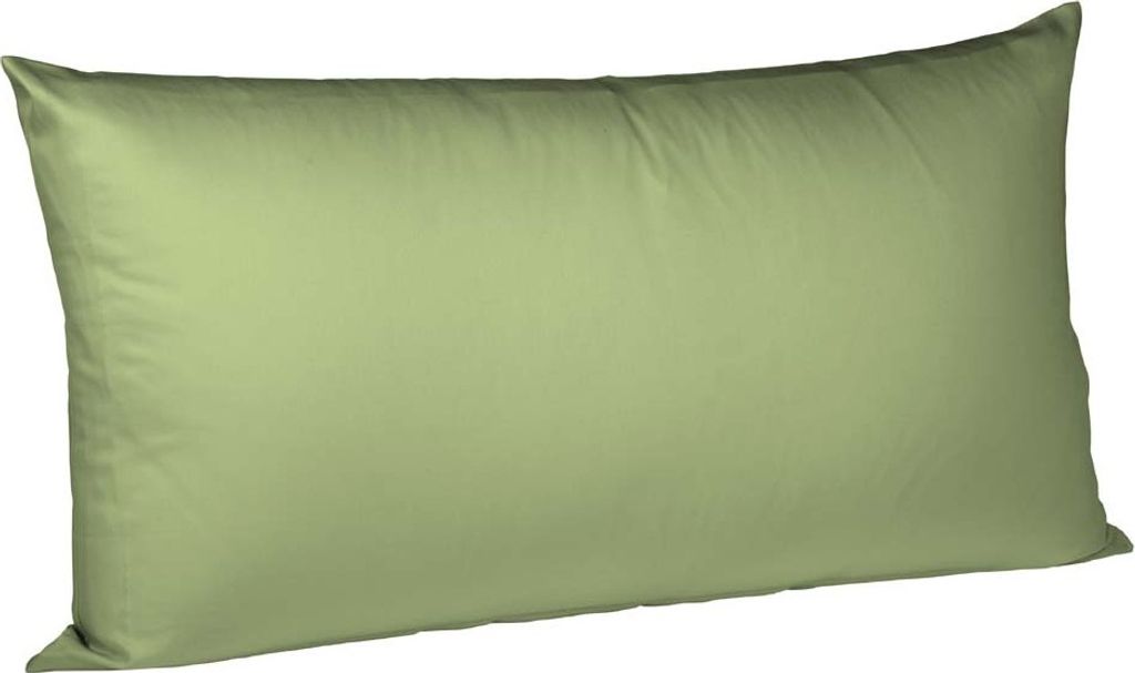 Fleuresse Mako-Satin Kissenbezug Bezug 40x80cm uni mit RV Doppelpack 1525 jadegrün