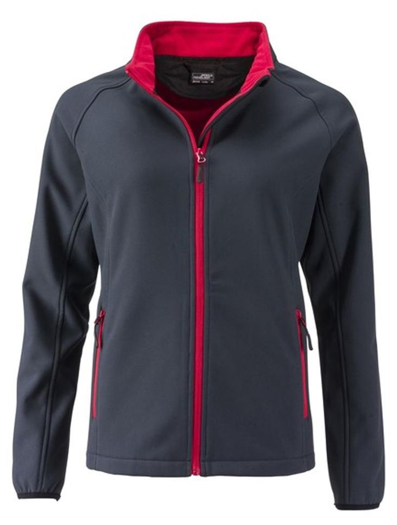 James and Nicholson - "Promo" Softshelljacke für Damen LT3301 (L) (Eisengrau/Rot)