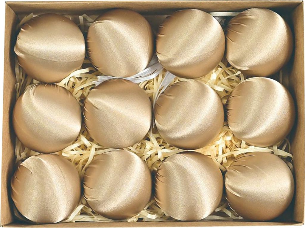 12er-Set 6 cm große, bruchsichere, wiederverwendbare Samt-Weihnachtskugeln aus Kunststoff zum Aufhängen am Weihnachtsbaum.