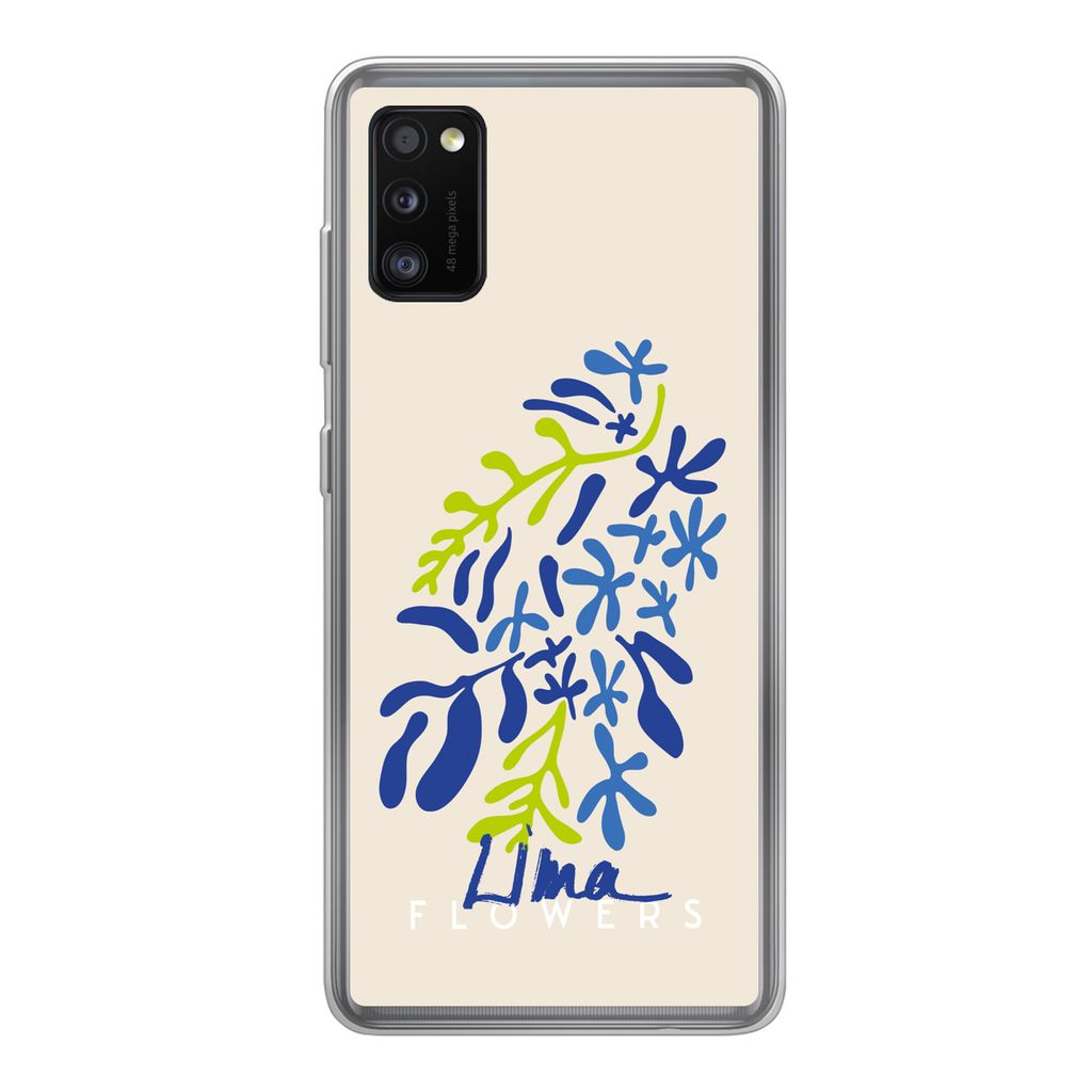 MuchoWow Handyhülle Schutzhülle Hülle für Samsung Galaxy A41 Blume - Blätter - Lima Silikon Softcase Handy Hülle - Mobiltelefon