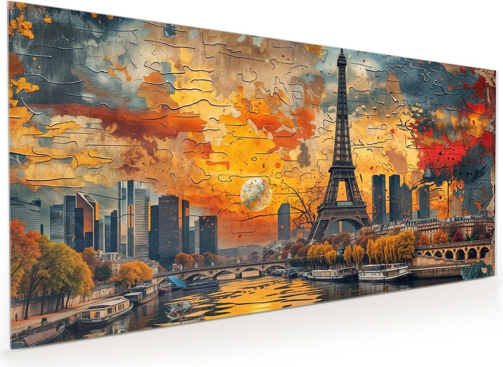 Küchenrückwand Spritzschutz Glas mit Motiv Eiffelturm Skyline 40 x 40 cm