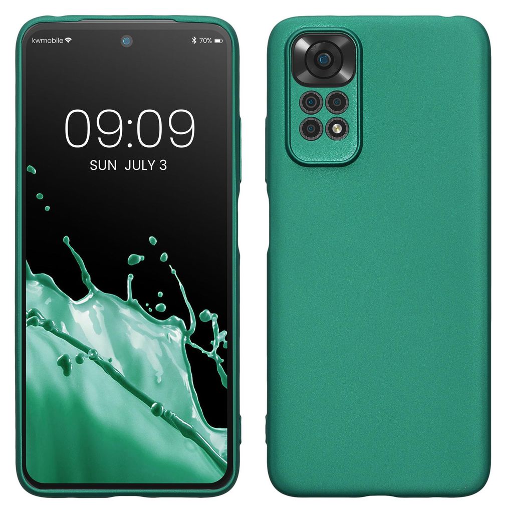 kwmobile Handyhülle für Xiaomi Redmi Note 11 / Note 11S Hülle - weiche Silikon Case metallisch schimmernd - Schutzhülle Cover - Metallic Dunkel...