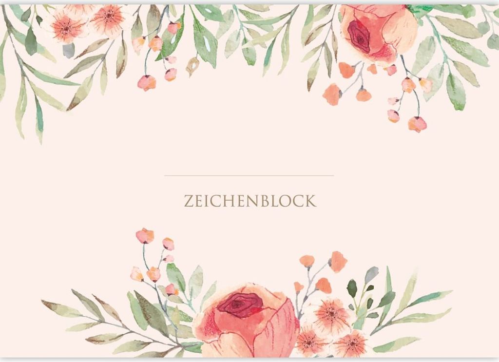 Floraler DIN A3 Malblock mit zarten gemalten Blumen
