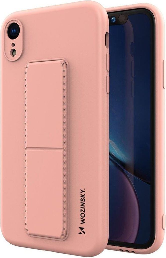 cofi1453 Kickstand Hülle Bumper aufstellbar kompatibel mit Iphone 7 Silikon Hard Case Schale Zubehör Tasche Schutz mit integriertem Magneten Rosa