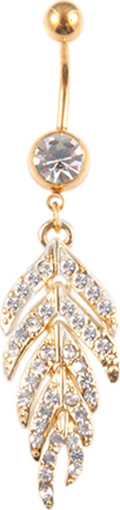 Bauchnabelring mit Strasssteinen für Damen, Körperpiercing-Schmuck, Nabelring-Gold und Weiß