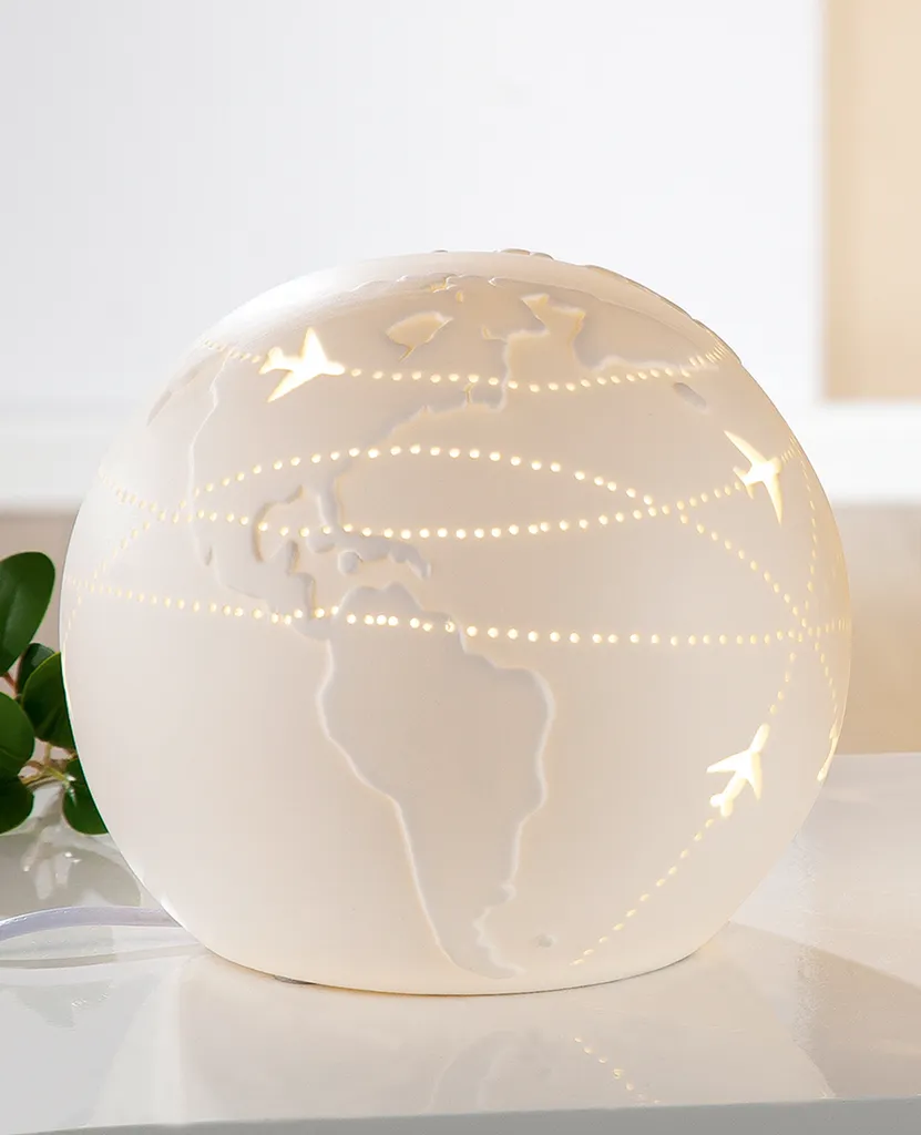 Luminaire design mappemonde en porcelaine blanche Gilde 18cm ronde - 2