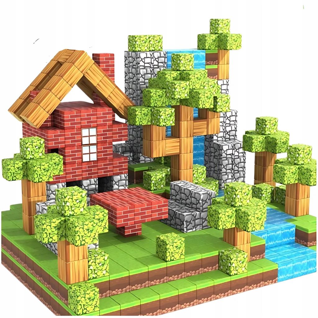 Magnetische Bausteine 184 Stück – 3D Magnetwürfel + 2 Figuren – Lernspielzeug für Kinder – Konstruktionsspiel mit Pixel-Optik – Pädagog...