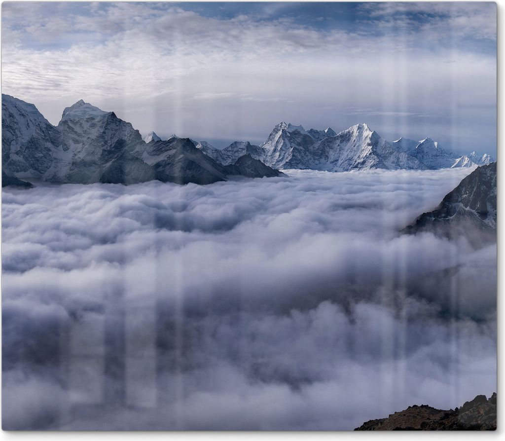 DEQORI Herdabdeckplatte Glas 1-tlg 'Wolkenberührung' Abdeckplatte Küche Glaskeramikkochfeld Herd