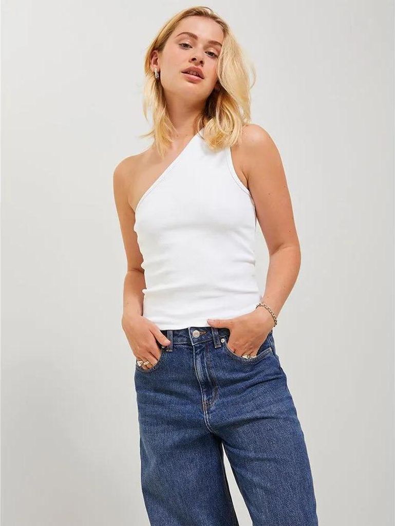 Jack & Jones Funda Str One Shoulder Jjxx ärmelloses T-shirt Weiß M Damen Weiß M