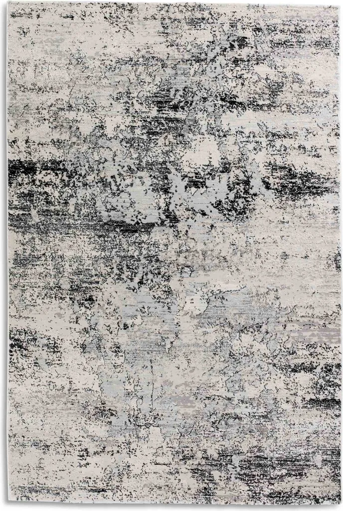Tapis de Salon Noir ANTEA 160x230 cm en Tissu Graphique à Poils Courts