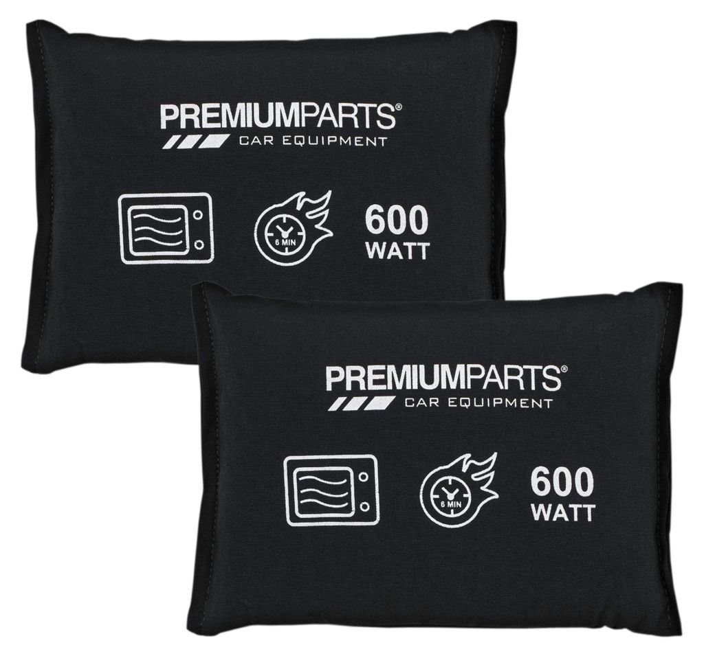 Two black dehumidifier bags with white text and icons.