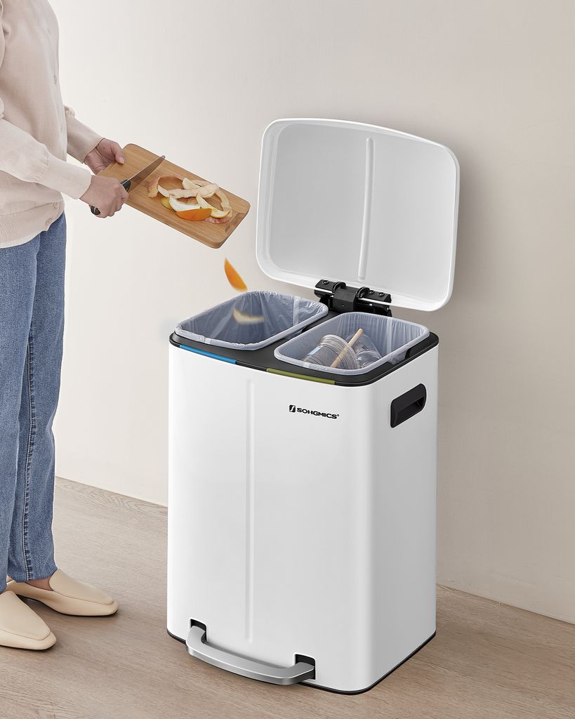 SONGMICS Kuchyňský odpadkový koš, pedálový koš, 2 x 20 l, Obrázek produktu 2