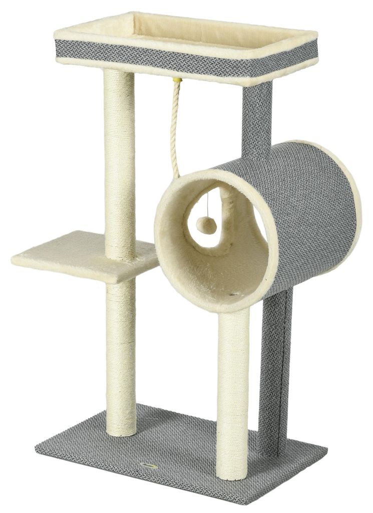 PawHut Kraboom 104 cm, kattenboom met kattenhol, krabpaal Productafbeelding 