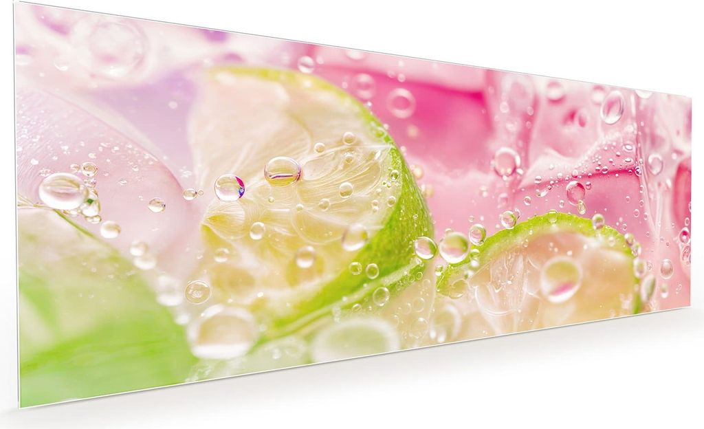 Küchenrückwand Spritzschutz Glas mit Motiv Limetten Spritzer 40 x 40 cm