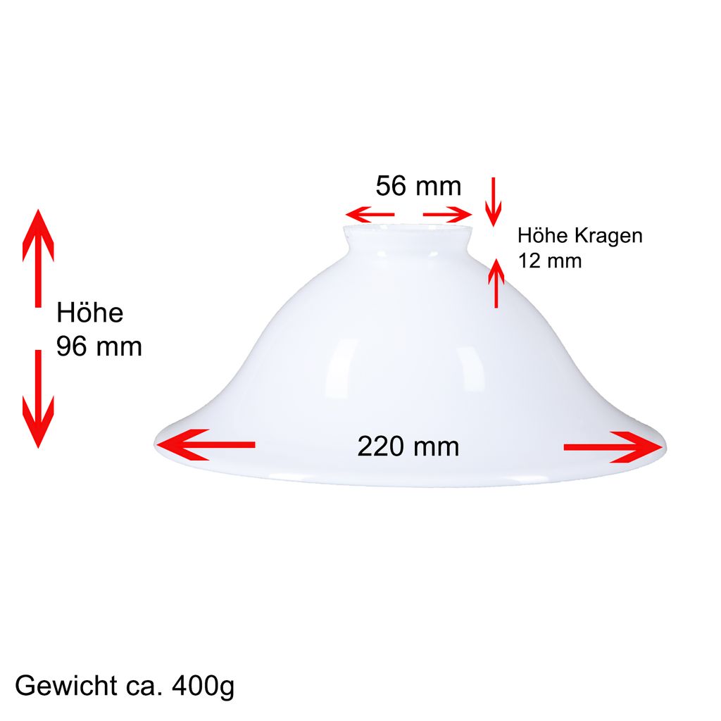 Pendelglasschirm Weiß Ø 220mm E27 Lampenglas Ersatzglas