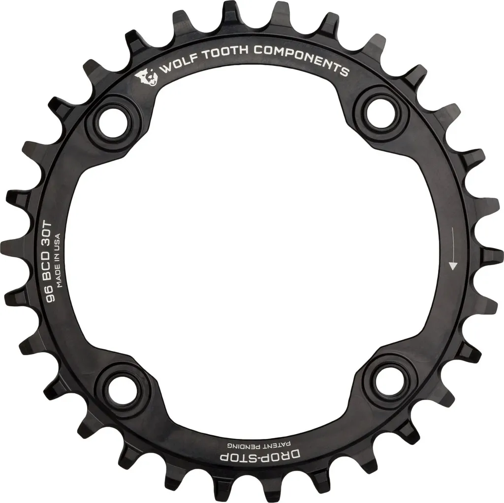 Plateau Wolf Tooth 96 BCD Symétrique Shimano 34 Dents Drop-Stop A Noir