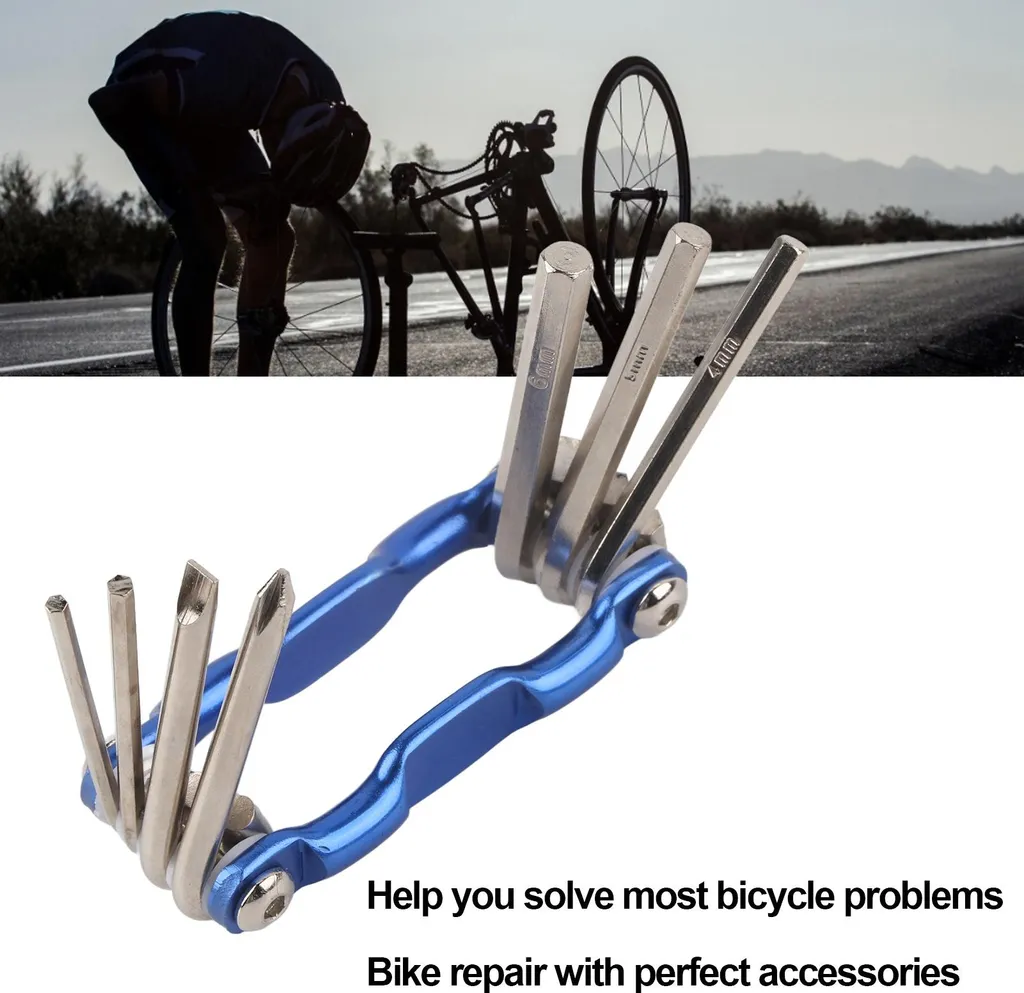Multitool Bici 7 in 1 Blu Acciaio Legato - Attrezzi Riparazione Professionali - 5
