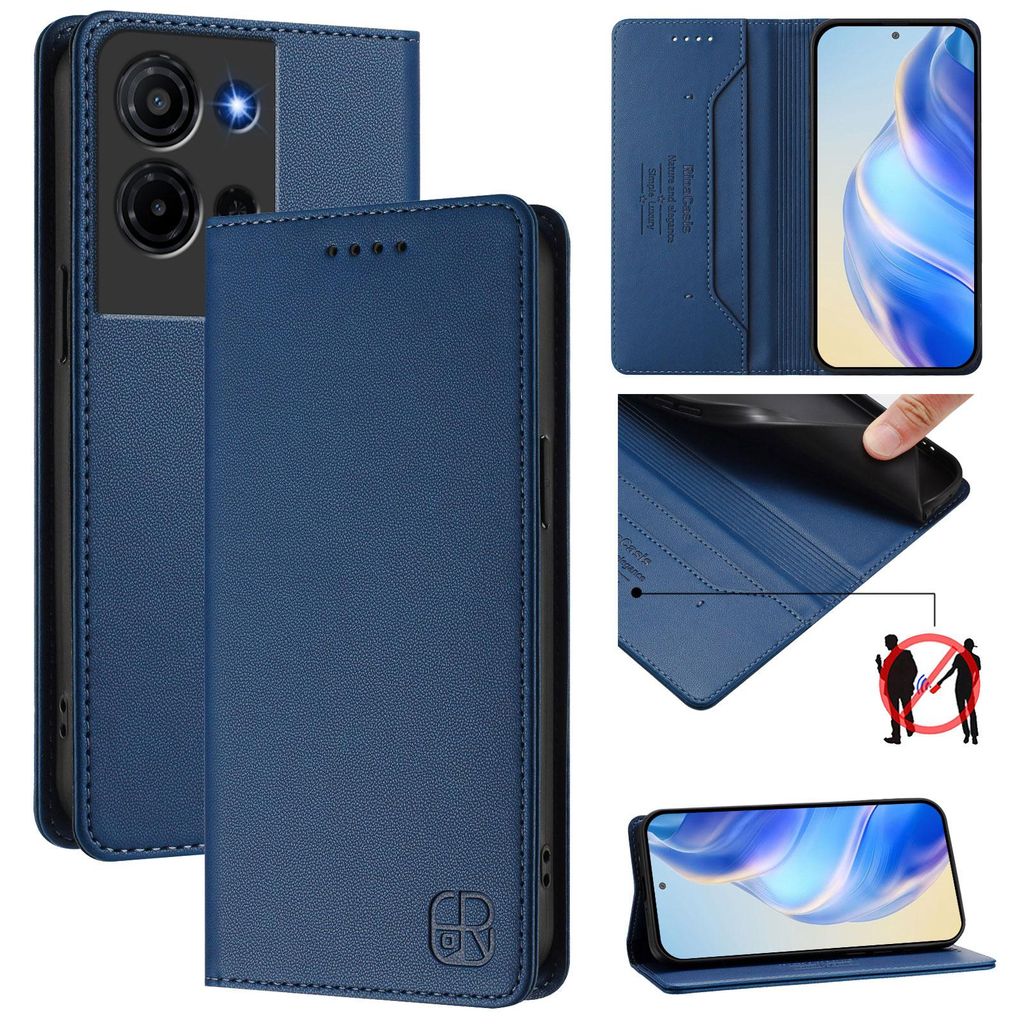 Lederhülle für TCL K32 / K33 Hülle Flip Brieftasche Kartenfächern Ständer Schutzhülle Blau