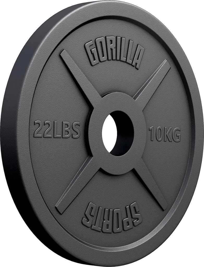 GORILLA SPORTS Olympia Hantelscheiben - 10kg Gewichte, 50mm Bohrung, Gusseisen - Gewichtsscheiben, Hantelscheiben-Set, Hanteln